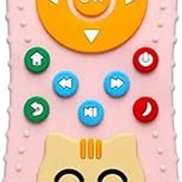 Tekme Cute Cat Silicone Baby Teether - Cat Remote Control Shape Food Grade Teething Toy for Babies - Sensory Teething Toy, Remote Teether for Babies (Pink)-11
