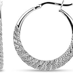 Amazon Brand - Nora Nico 925 Sterling Silver BIS Hallmarked Jewelry Classic Diamond Cut Light-Weight Hoop Earrings for Women-image-25