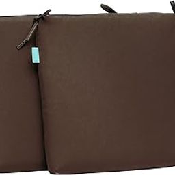 ATOOTFUSION Outdoor Indoor Seat Cushions, Square Foam Dining Chair Pads,All Weather, 16"x16"x2",2 Count (Coffee)-image-11