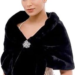 Nero Women's Wedding Shawls and Wraps, Bridal Fur Stoles and Scarves for Bridesmaids-picture-39