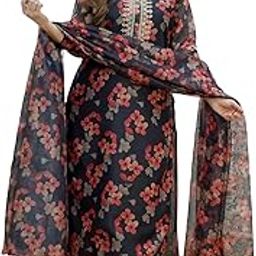 gosriki Women's Cotton Blend Printed Straight Kurta with Pant & Dupatta-picture-43