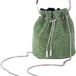 Green Rhinestone Party Clutch, Top Handle with Detachable Chain, Evening Handbag-image-59