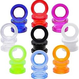 9 Pairs Clear UV Acrylic Screw Doble Flared Ear Plugs Tunnels Expander Ear Gauges Piercing-image-42