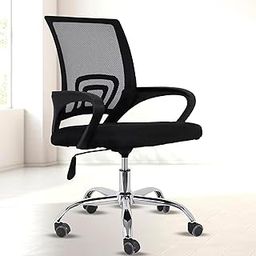 NORMAN JR, Ergonomic Desk Chair Mesh Computer Chair with Lumbar Support Armrest Executive Rolling Swivel Adjustable Mid Back Chair - BlackMilange & Black Handle-image-32