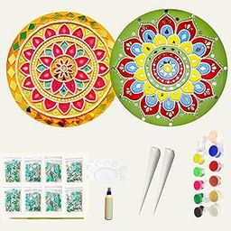 Decordial lippan Art Materials DIY kit with 2 premarked Mandala lippan MDF Board Decorative Mirrors lippan Art kit for Kids Adults Wall Decoration for Home Decor-image-58