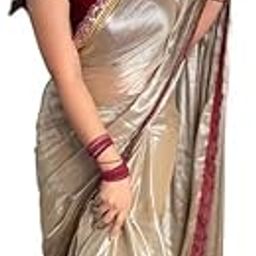 Women's Pure Soft Two Tone Zimmy Choo Silk Sarees With Lace Border, Banglori Blouse-16