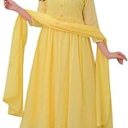 Women's Cotton Embroidered Anarkali Kurti with Pant and Dupatta Set-picture-19