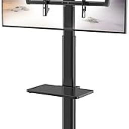 Universal Floor TV Stand with Mount 80 Degree Swivel Height Adjustable and Space Saving Design for Most 27 to 65 inch LCD, LED OLED TVs, 2 Shelves Perfect for Corner & Bedroom HT2002B-image-77