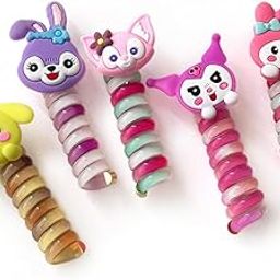 Shining Diva Fashion 5 Pcs Hair Bands Telephone Wire Spiral Braided Hair Ties Ponytail Holder Hairbands Cute Cartoon Hair Accessories for Girls Kids Women (15904ZB)-image-67