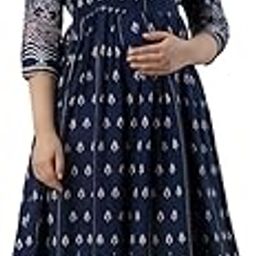 Devek Women's Rayon Anarkali Maternity Dress Pregnancy Dress Easy Brest Feeding Dress with Both Side 9 inch Zipper-image-18