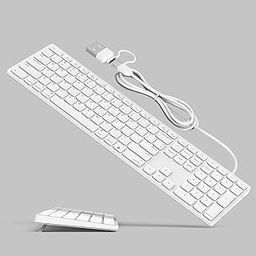 Full-Size Wired Keyboard for Mac OS Devices - Foldable Kickstand,Cable Connection in USB-A+C Port, Plug-N-Play USB Keyboard with Numeric Keypad for Apple iMac/Mac mini/MacBook Laptop-image-39