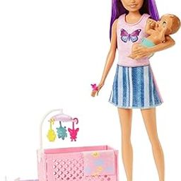 Barbie Doll and Accessories, Crib Playset with Skipper Doll, Baby Doll with Sleepy Eyes, Furniture and Themed Accessories, Babysitters Inc.-image-31