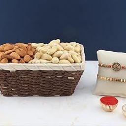 SFU E Com Set Of 2 Rakhi With Dry Fruit Hamper For Rakshabandhan Gift | Dry Fruit And Rakhi For Brother | Dry Fruit Basket Hamper | 58-38
