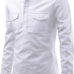 Men's Slim Fit Double Pocket Beige Color Pure Cotton Short Kurta-image-128