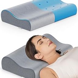 FOVERA Cervical Pillow for Neck Pain | 2 Years Warranty | Cool Gel Memory Foam Orthopedic Neck Support Pillow for Sleeping, Neck & Shoulder Pain (Standard - 18x11x3.5 Inch, Grey Velvet, Pack of 1)-2