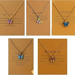 Fashion 5 Pcs Combo Latest Stylish Vibrant Winged Butterfly Pendant Necklace for Women | Stylish Locket Chain | Latest Jewellery Accessories for Girls | Minimal Jewelry | Ideal for Gifting-image-53
