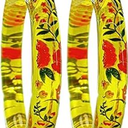 Antique and Traditional Glossy Finished Borosilicate Glass Bangle/Kada Set For Women and Girls-44