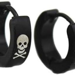7xFashion Black Men Stainless Steel Punk Skull Pattern Ear Clip Stud Earrings-image-38