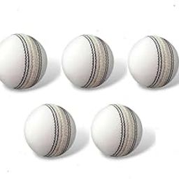 NE NEPTUNE Cricket 2 Piece White Leather Ball (Pack of 5)-image-1