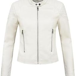 Women’s PU Leather Slim Fit Motorcycle Jacket with Stand-Up Collar and Long Sleeves-image-40