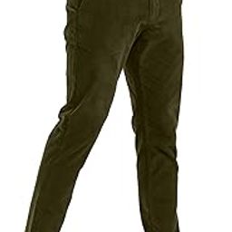 Men Slim Fit Olive Corduroy Cotton Stretch Chinos-image-92