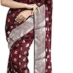 Women's Traditional BANARSI SILK Saree with Blouse Piece, Lightweight & Elegant (Maroon)-picture-37