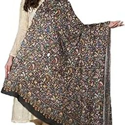 Women Silk Blend Wool Shawl Floral & Paisley Pattern Kashmiri Sozni Work Printed Shawls Extra Soft Warm - Size 40 inch x 80 inch-picture-26