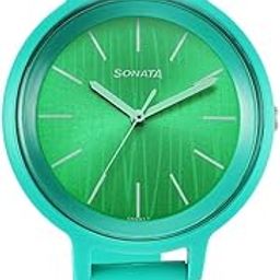 Sonata Splash Quartz Analog Green Dial Plastic Strap Watch for Women-87049PP01W-picture-1