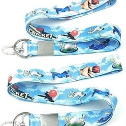 Set of 2 Cricket Theme Lanyard ID Card Holder Keyring | Stylish Neck Strap for Cricket Lovers, Office, School | Durable & Lightweight Badge Holder with Hook (Blue)-image-85