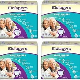 Eldiapers Adult Diaper Pants Style Waist, Leakproof & Absorption-Protection Diaper Pants | Unisex with Wetness Indicator | Overnight Protection-Medium, (96-137 CM) (38"- 54" inch) (Pack of 4)-image-71