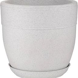 Cool Fiber marble look Roto Moulding Flower Pot with Bottom Tray Suitable for Home and Garden (Stone White) (12 Inches) || Pots for Plants || Lightweight || Indoor-Outdoor || Plant Directly ||-image-15