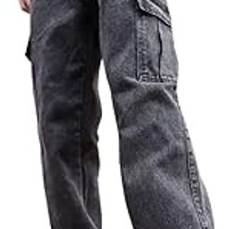 Men High Rise Cargo Jeans | Jeans Pant | Baggy Loose Fit Cotton Jeans-image-43