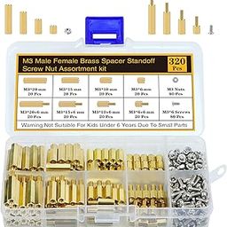 Csdtylh 360 Pcs M3 Male-Female Brass Spacer Standoff & Stainless Steel Screw Nut Assortment Kit-11