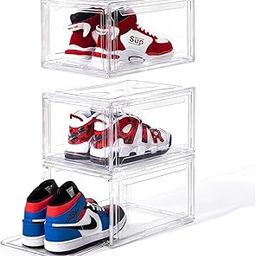 TIED RIBBONS Pack of 3 Acrylic Clear Shoe Boxes Professional Shoes Display Case Organizer 360° Clear Plastic Stackable Sneaker Storage for Sneakerhead (Fits India/UK Size 13)-image-51