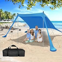 Beach Canopy Tent Sun Shade with UPF 50+ UV Protection, 6.6x6.9 Ft Portable Beach Tent with Sandbags, Poles and Ground Pegs and Anti-Wind Ropes for Outdoor, Camping, Backyard and Picnics-image-42