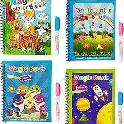 AURYX 4Pc Water Coloring Books for Kids, Water Painting Drawing Book for Toddlers 2-10 Years-image-92