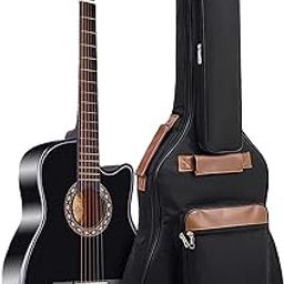 Glow Wings Musical 41 Inch Acoustic Guitar Case, Classical Guitar Bag 10mm Extra Thick Padded, 4 Pockets Guitar Gig Bag Soft with Waterproof Oxford Cloth, Black-27