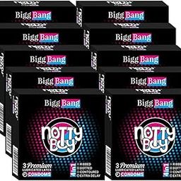 NOTTY BOY BiggBang 4-in-1 Delay Ribbed Dotted Contoured Extra Time Condom For Men - 30 Count | 4in1 Multi Textured, Natural and Comfort Feel | Ribs And Dots-5