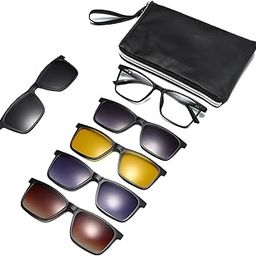 Polarized Magnetic Clip on Sunglasses for Men Women Oversized Eyeglasses UV Protection Anti Glare Driving Retro Rectangler Glasses for Night Driving-1