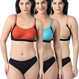 Women's and Girl's Sport Bra Panty Set,Adjustable Strap,Cotton Blend Fabric Smooth and Soft,Slip On,Double Layer Cup B-image-69