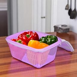 ASHREE Multipurpose Plastic Storage Basket with Zip Net Cover – Durable, Lightweight & Space-Saving Organizer for Kitchen, Bathroom,fruit basket, Office & Home (Pack of 1)-20