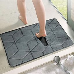 Status Contract Memory Foam Bath Mat Rug, Ultra Soft and Non-Slip Bathroom Rugs, Water Absorbent and Machine Washable Bath Rug for Bathroom, Shower, and Tub, 16" x 24" (Grey), Rectangular-image-1