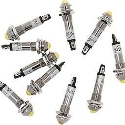 SAZ DEKOR 10 Pcs 12V DC 8mm Power Indicator Signal Light XD8-2 Led Light Bulb Yellow-picture-6