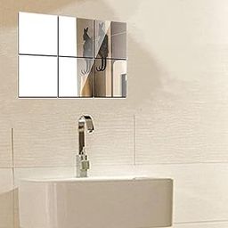 Bnezz -6 Big Square Silver Mirror for Wall Stickers Large Size (15x15) Cm Acrylic Mirror Wall Decor Sticker for Bathroom Mirror |Bedroom | Living Room Decoration Items (C-6VeryBigSquareSilver)-image-27