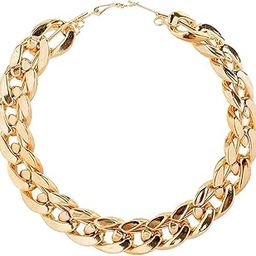 Earrings for Women and Girls Fashion Golden Hoops | Gold Plated Punk Cuban Chain Big Circle Hoop Earrings | Birthday Gift for girls and women Anniversary Gift for Wife-image-10