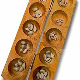 Paljji Handicrafts Vamana Guntalu/Pallanghuzi/Mancala Wooden Board Game with Sea Shells, Storage Bag (10 - Pit Board)-21
