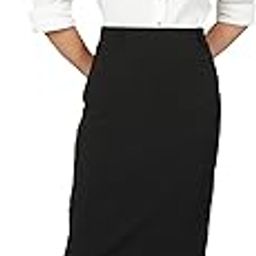 Women's Stretchable Cotton Blend Pencil Skirt with Elastic Waistband Closure & Back Slit-image-27