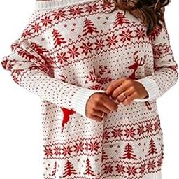 Off Shoulder Christmas Sweater Dress Knitting Pullover for Party Holiday White L-picture-8