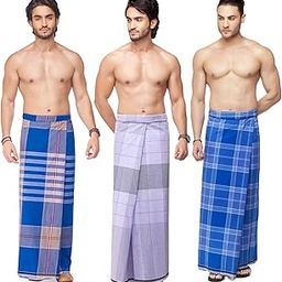 Brand Men's Cotton Stitched Lungi (Pattern May Vary, Multicolour, Free Size) - Pack of 3-2