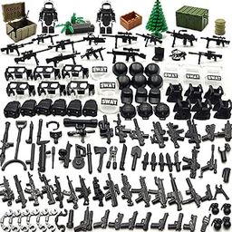 DSPITWOD Army Weapon Pack for Military Mini Figure Building Block Set with Guns Helmets Tools E.O.D Suit SWAT Accessories Compatible with Classic Block Toys for Kids Age 6 8 10 12 Years-image-45